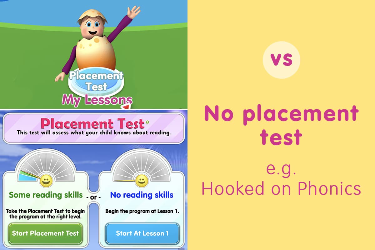 Reading Eggs vs Hooked on Phonics - Reading Eggs has a placement test