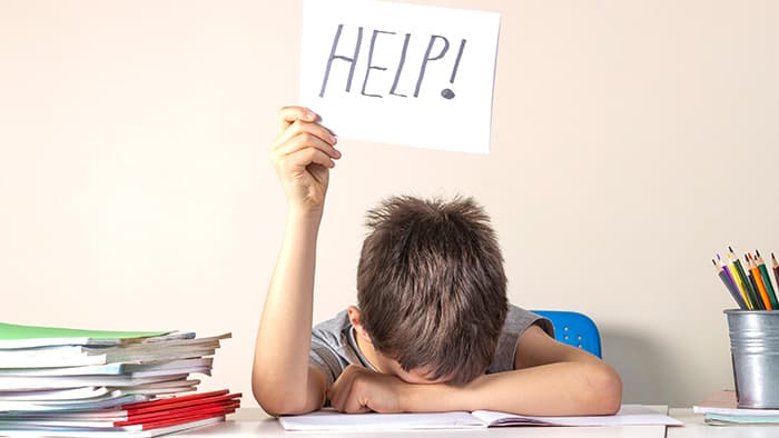 child struggling with maths or reading
