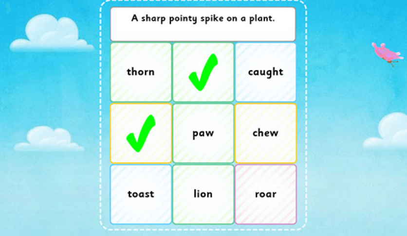Vocabulary activity in Reading Eggs
